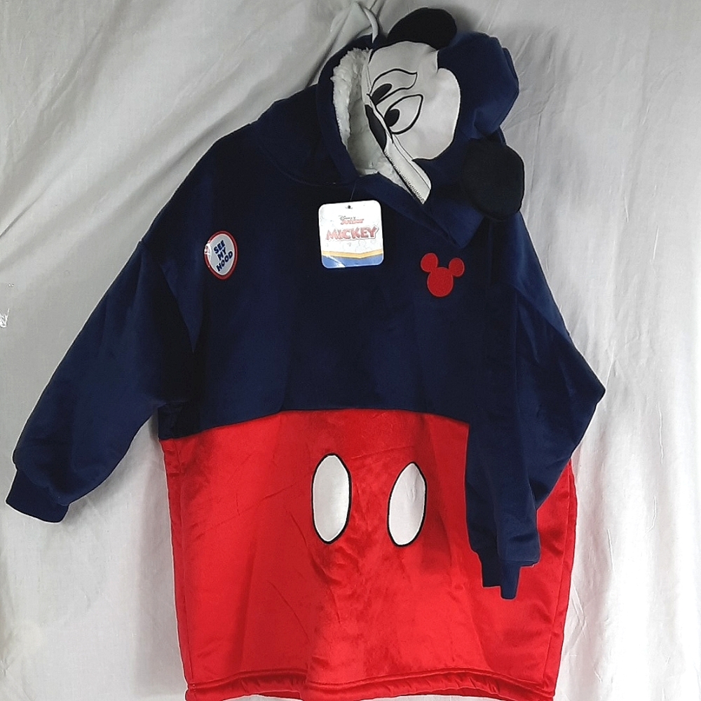Disney Junior Mickey Mouse Pull Over Hoodie Jacket Kids Size 3-7 Navy and Red